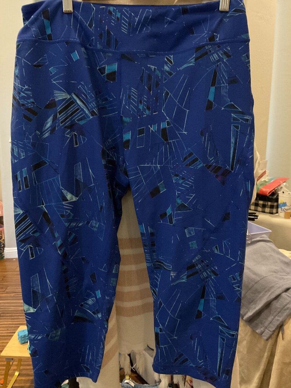 Zella Crop Leggings | Royal Blue Abstract Geometric Print | Size 1X | Like New